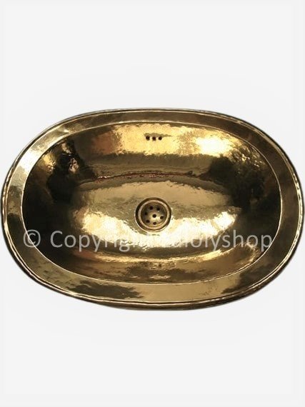 Vasque en cuivre doré marocaine ovale 38 x 30 cm - à encastrer
